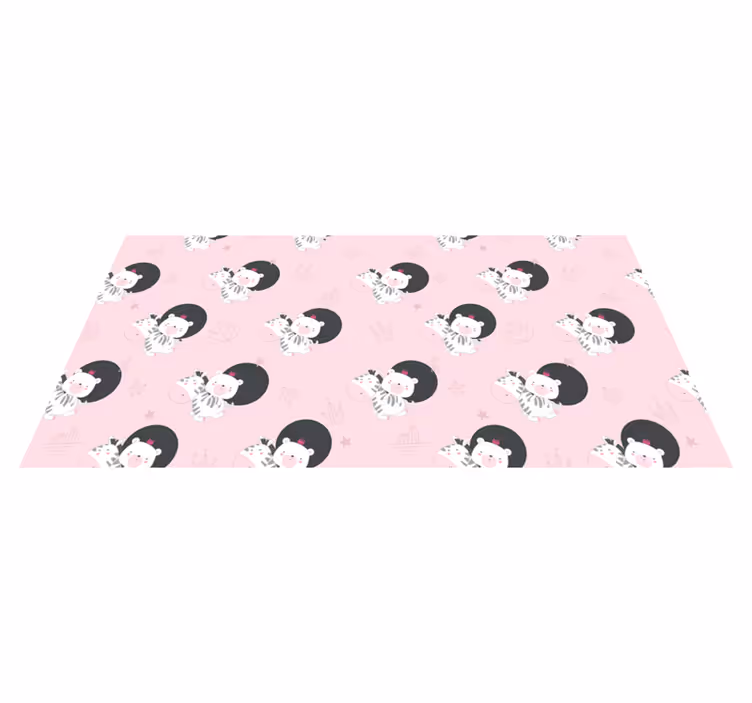 Alfombra vinílica infantil cebra y oso muebles - TenVinilo