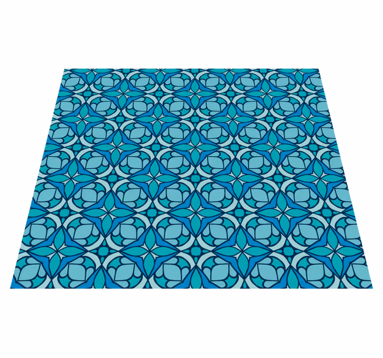 Alfombra vinílica baño papel tapiz azul - TenVinilo