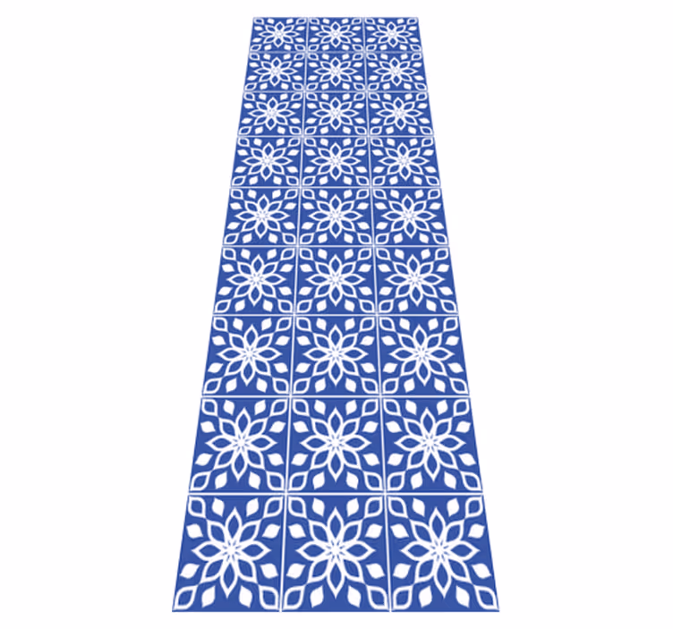 Alfombra vinílica baño patrón de azulejos azules - TenVinilo