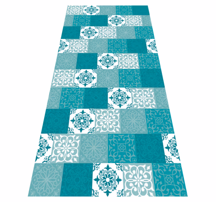 Alfombra vinílica baño azulejo turquesa - TenVinilo