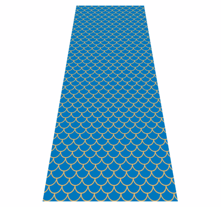 Alfombra vinílica baño patrón escamas de pez azul - TenVinilo