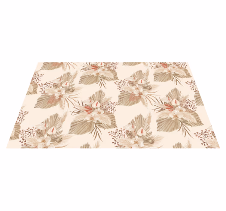 Alfombra vinílica baño flores secas y hierba de la pampa - TenVinilo