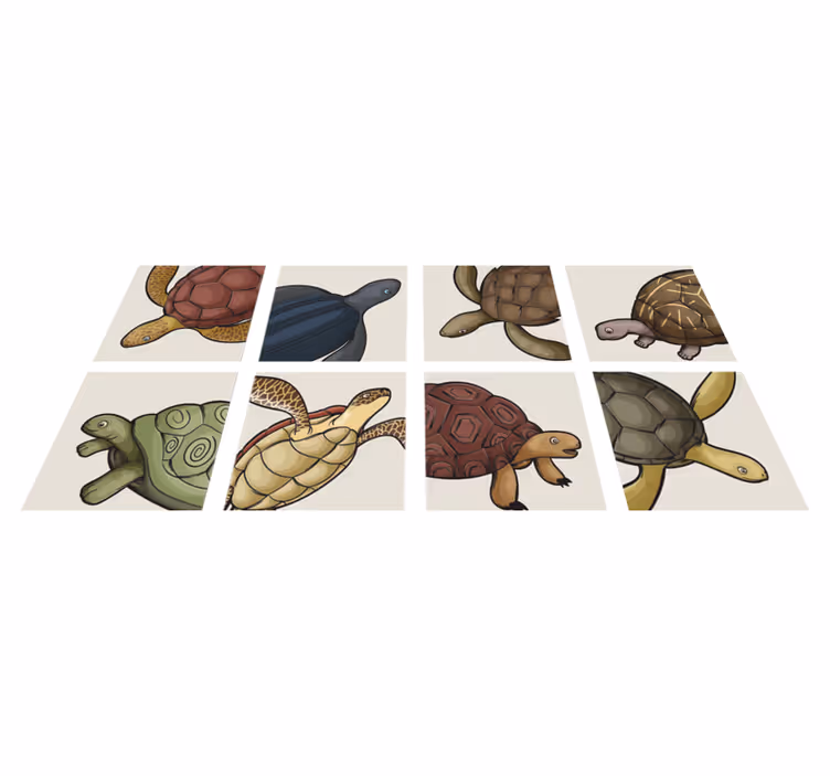 Alfombra vinílica baño azulejo de variedad de tortugas - TenVinilo