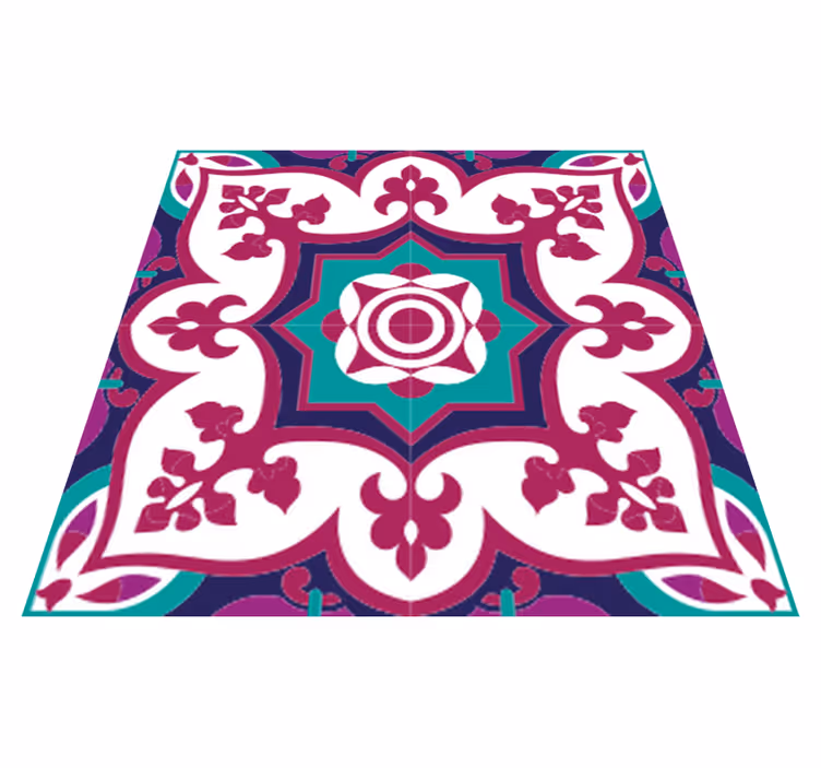 Alfombra vinílica baño patrón de azulejos marroquíes rosa - TenVinilo