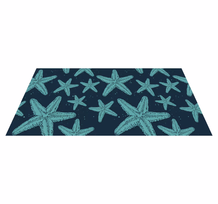 Alfombra vinílica baño estrellas de mar tonos azules - TenVinilo
