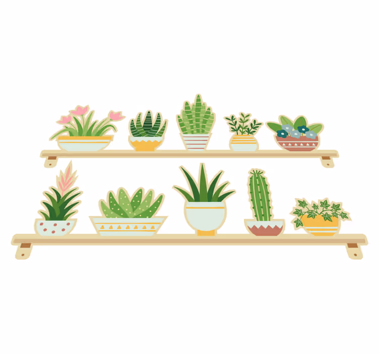 Alfombra vinílica cocina estante para cactus - TenVinilo