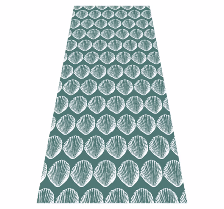Alfombra vinílica cocina patrón retro de conchas - TenVinilo