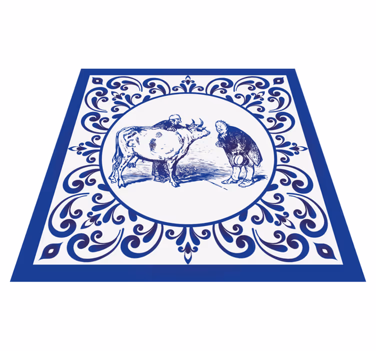 Alfombra vinílica cocina hombres y vacas - TenVinilo