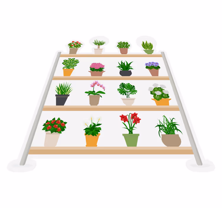 Alfombra vinílica cocina plantas en estantes - TenVinilo