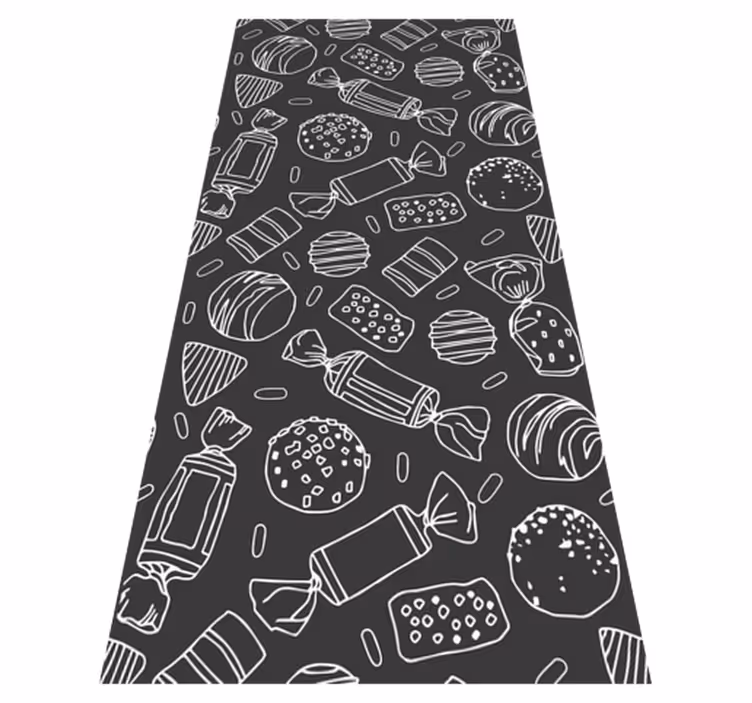 Alfombra vinílica cocina patrón caramelos - TenVinilo