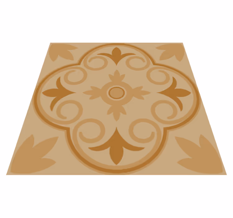 Alfombra vinílica cocina patrón floral vintage beige - TenVinilo