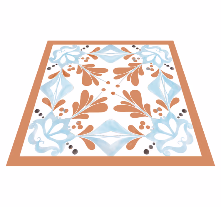 Alfombra vinílica cocina azulejos florales mediterráneos - TenVinilo