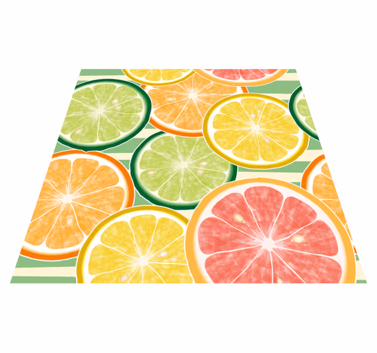 Alfombra vinílica cocina adhesivos de azulejos cítricos - TenVinilo