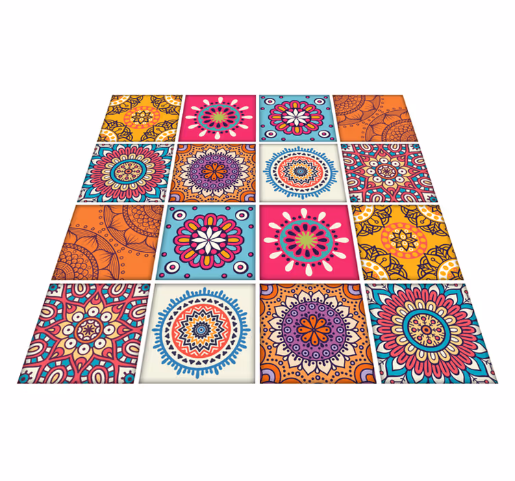 Alfombra vinílica cocina azulejos mandala - TenVinilo