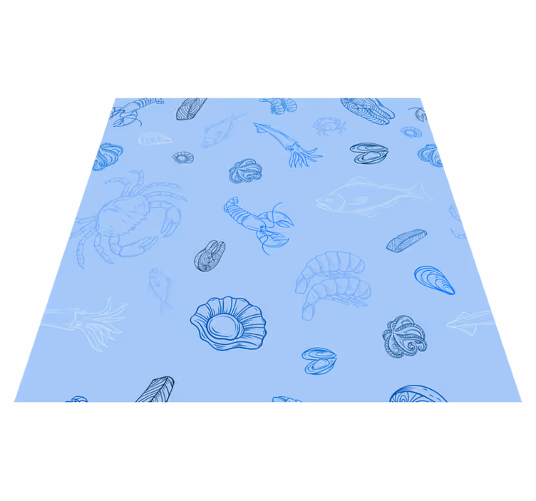Alfombra vinílica cocina diseño de mariscos - TenVinilo