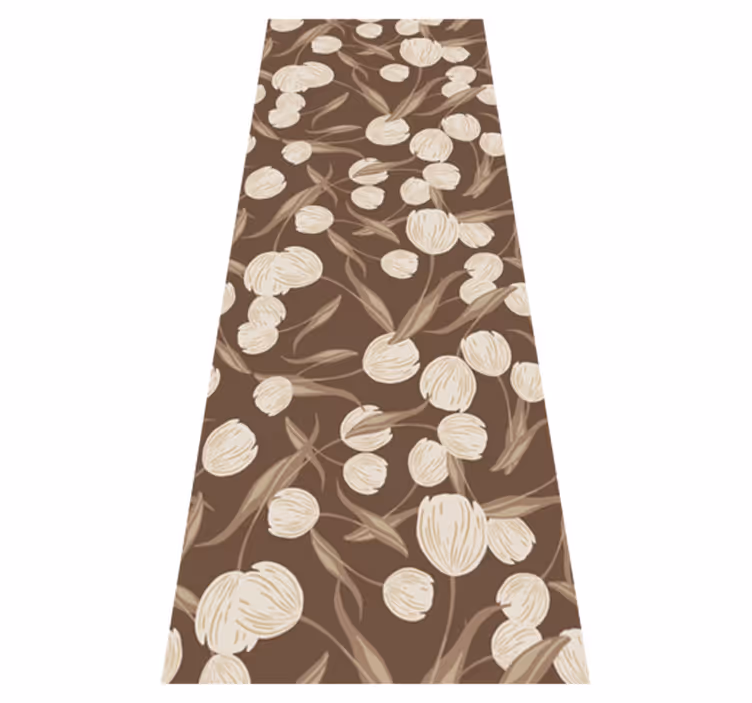 Alfombra vinílica dormitorio patrón elegante tulipanes beige - TenVinilo