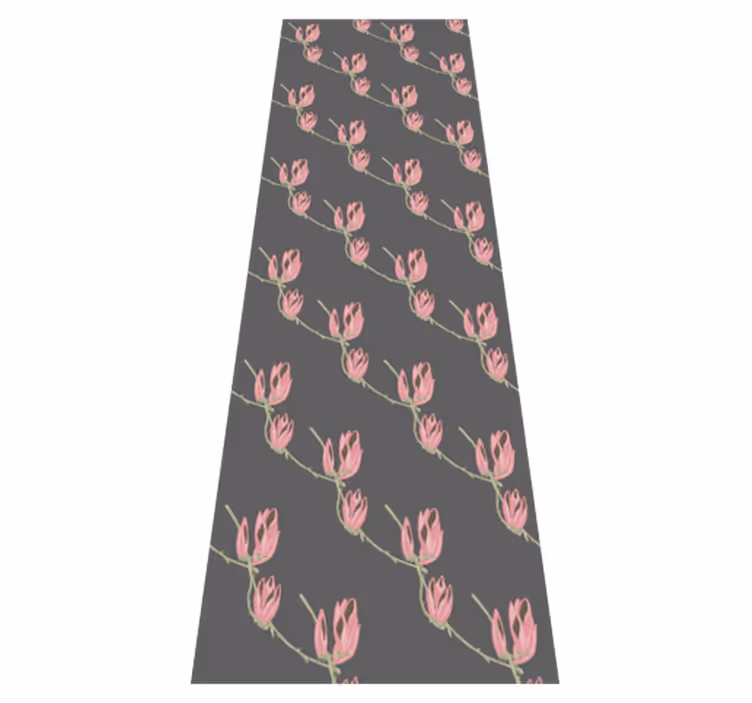 Alfombra vinílica dormitorio flores de magnolia sobre gris - TenVinilo