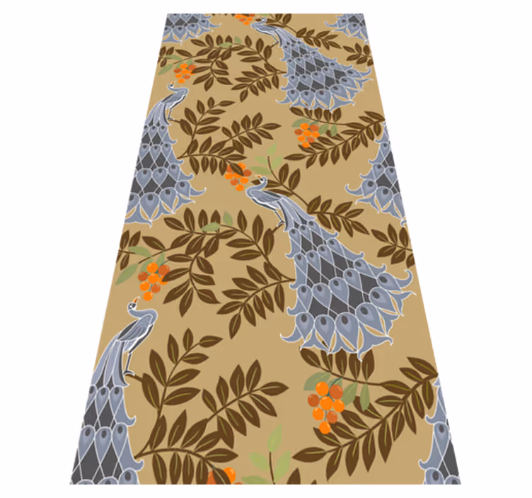 Alfombra vinílica dormitorio diseño pavo real gris africano - TenVinilo