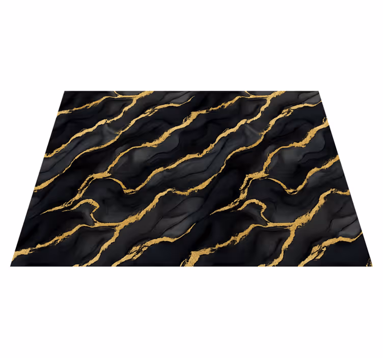 Alfombra vinílica dormitorio efecto mármol negro y dorado - TenVinilo
