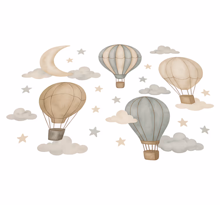 Alfombra vinílica dormitorio globos estrellados - TenVinilo