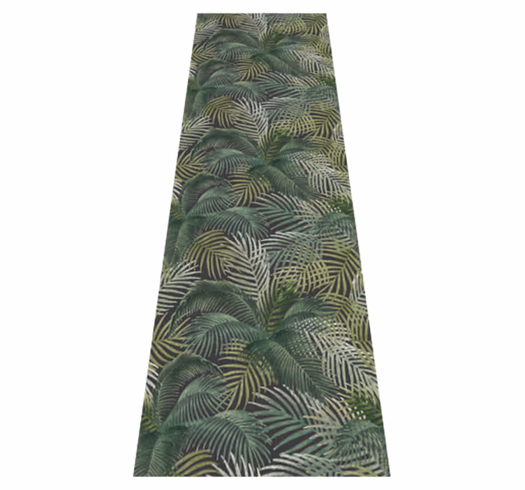 Alfombra vinílica oficina hojas de palma verde - TenVinilo