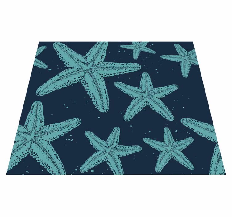 Alfombra vinílica dormitorio estrellas de mar azules - TenVinilo