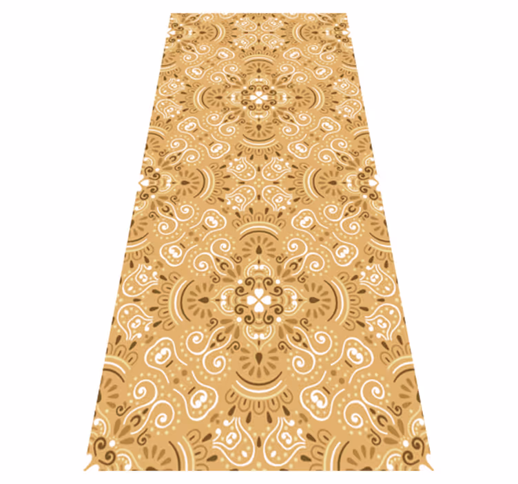 Alfombra vinílica dormitorio patrón ornamental beige vintage - TenVinilo