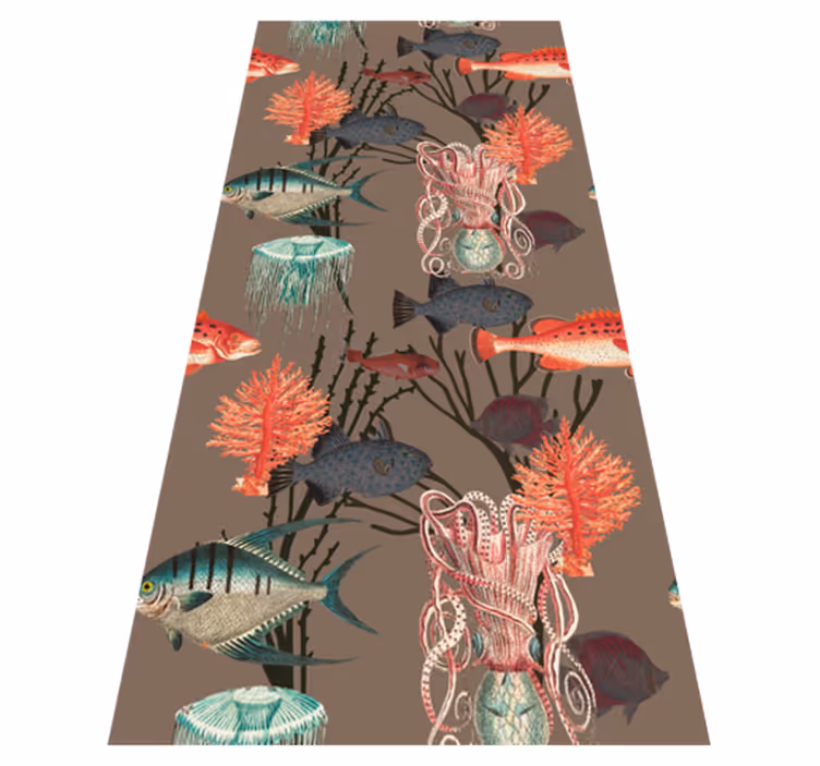 Alfombra vinílica dormitorio vida acuática coral - TenVinilo