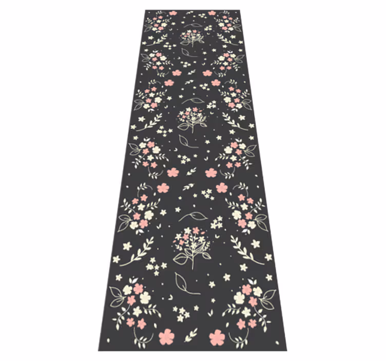 Alfombra vinílica dormitorio fondo gris con toques rosa - TenVinilo