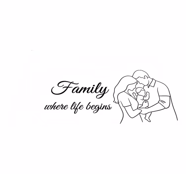 Alfombra vinílica dormitorio familia donde comienza la vida - TenVinilo