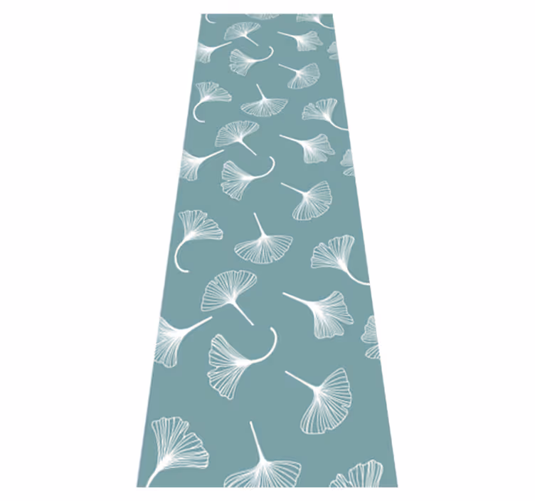 Alfombra vinílica nórdica con hojas de ginkgo azul claro - TenVinilo