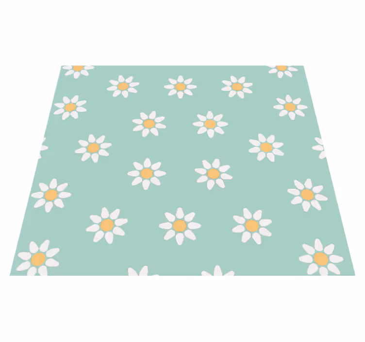 Alfombra vinílica naturaleza patrón de margaritas infantiles - TenVinilo