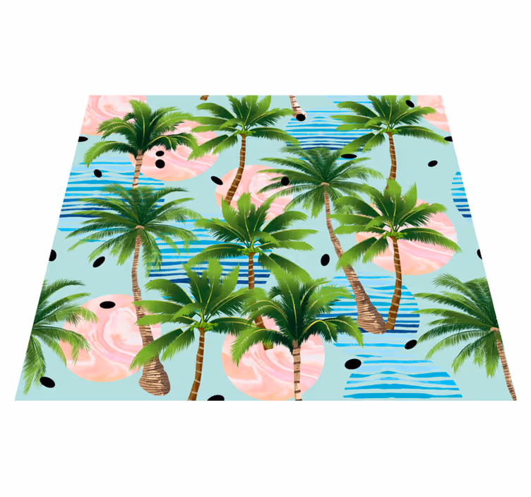 Alfombra vinílica naturaleza palmeras y olas - TenVinilo