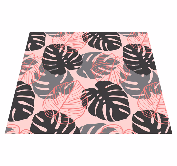 Alfombra vinílica naturaleza monstrosa rosa y gris - TenVinilo
