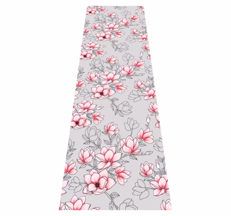 Alfombra vinílica naturaleza flores de magnolia plateadas - TenVinilo