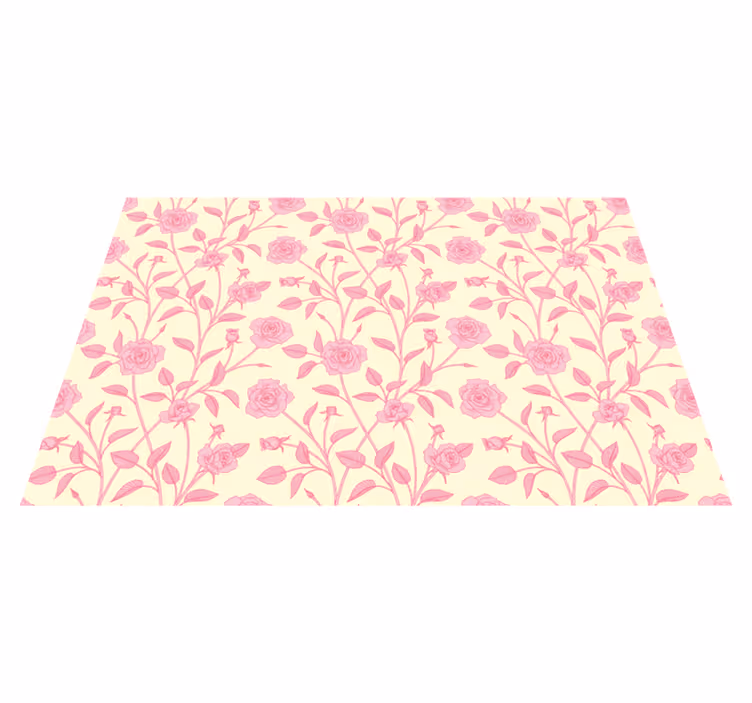 Alfombra vinílica vintage pequeñas rosas sobre fondo rosa - TenVinilo