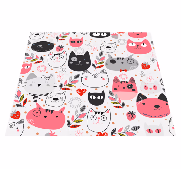 Alfombra vinílica de animales gatos ilustrados - TenVinilo