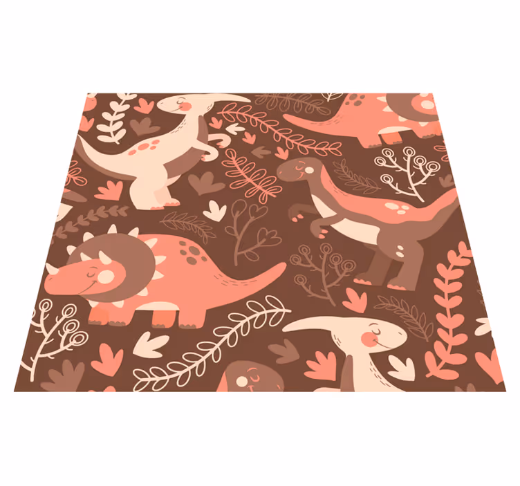 Alfombra vinílica de animales dinosaurios y hojas - TenVinilo