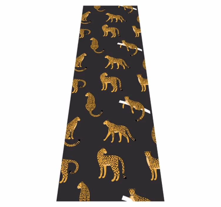 Alfombra vinílica de animales leopardo sobre fondo oscuro - TenVinilo