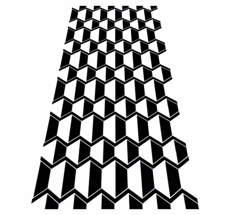 Alfombra vinílica textura hexágonos blanco y negro - TenVinilo