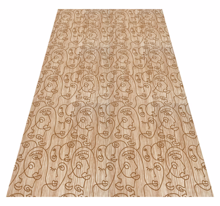 Alfombra vinílica textura mujeres dibujadas en beige - TenVinilo