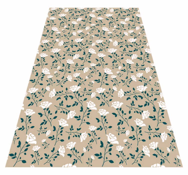 Alfombra vinílica vintage diseño de rosas blancas - TenVinilo