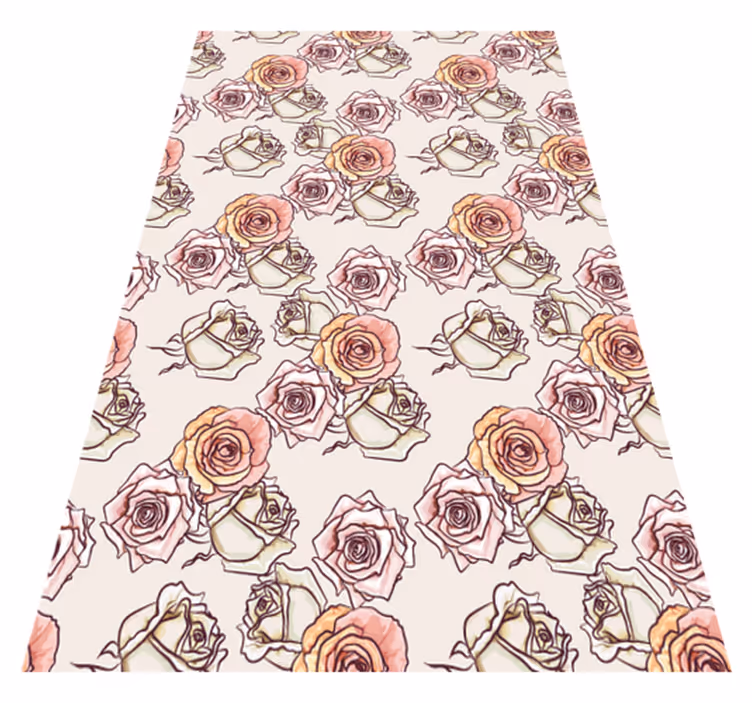 Alfombra vinílica vintage patrón de rosas inglés - TenVinilo