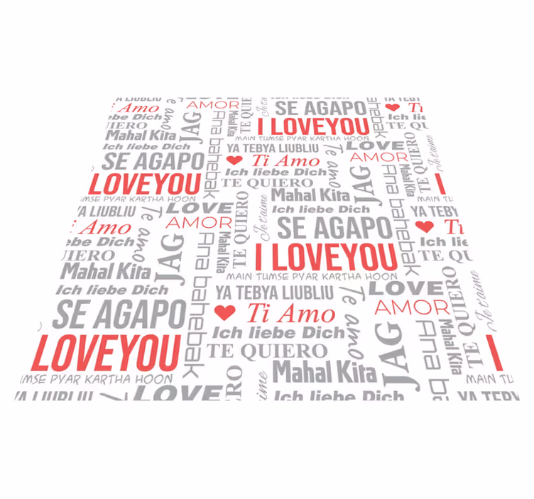 Alfombra vinílica frase te amo en diferentes idiomas - TenVinilo