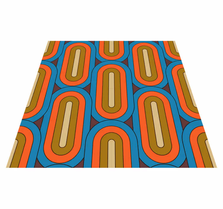 Alfombra vinílica vintage azul retro redondeado - TenVinilo