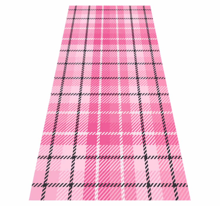 Alfombra vinílica vintage tartán rosa y negro - TenVinilo