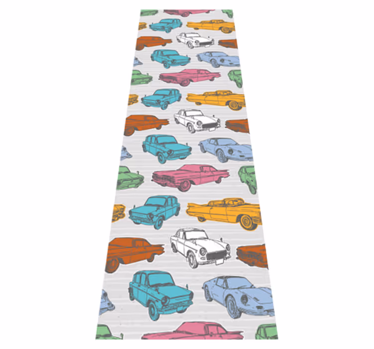 Alfombra vinílica vintage coches clásicos coloridos - TenVinilo