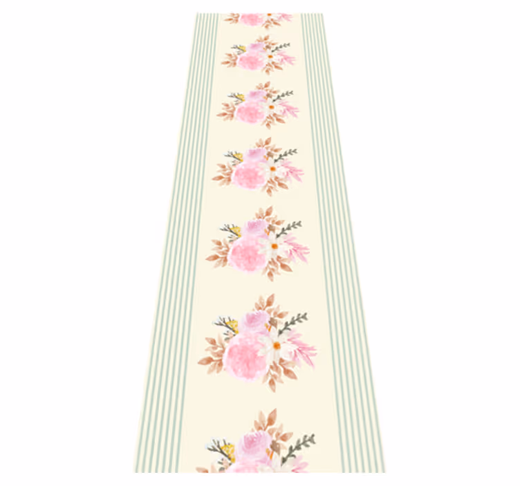 Alfombra vinílica vintage patrón floral a rayas provincial - TenVinilo