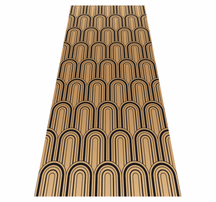 Alfombra vinílica vintage patrón arte arco dorado - TenVinilo