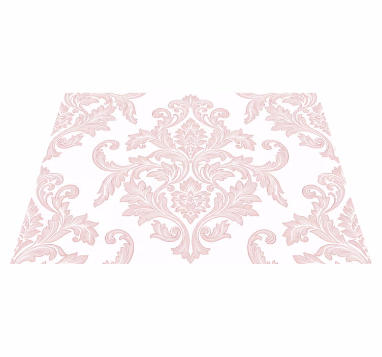 Alfombra vinílica vintage damasco en tonos rosa - TenVinilo